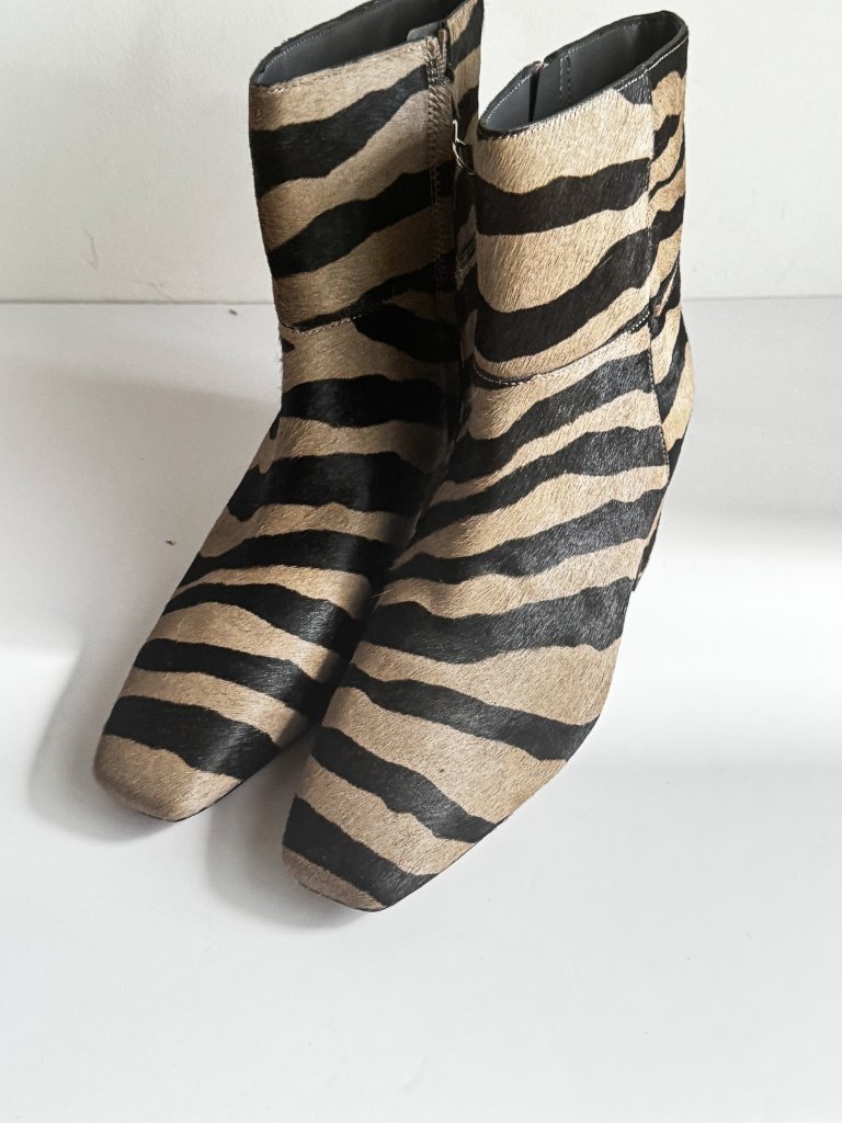 Franco Sarto L-Saydie2 Leather Bootie Cow Skin Zebra Print 11 — image 5 of 8